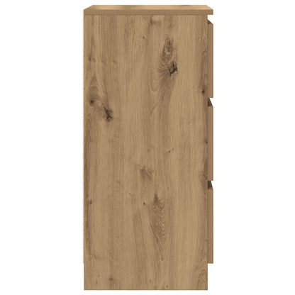Dressoir 37,5x35x76 cm bewerkt hout artisanaal eikenkleurig