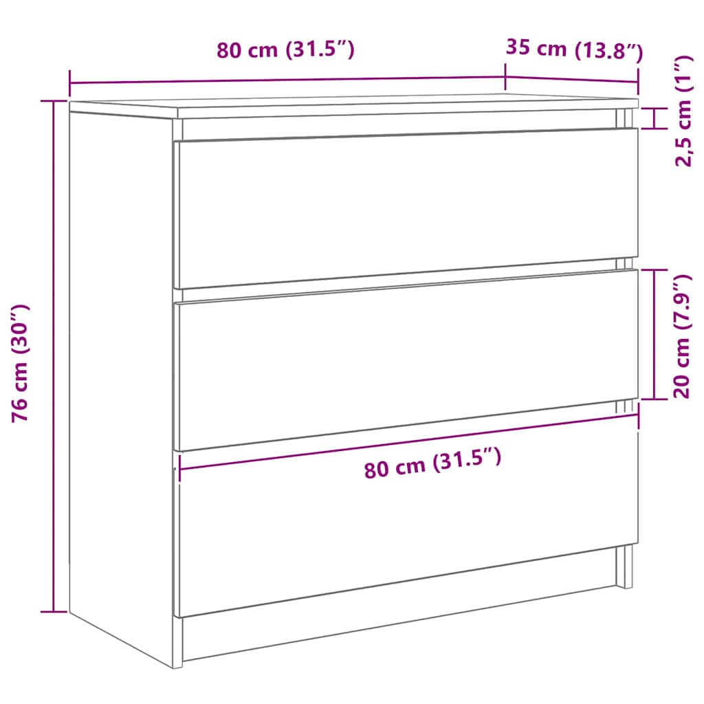 Dressoir 80x35x76 cm spaanplaat bruin eikenkleurig