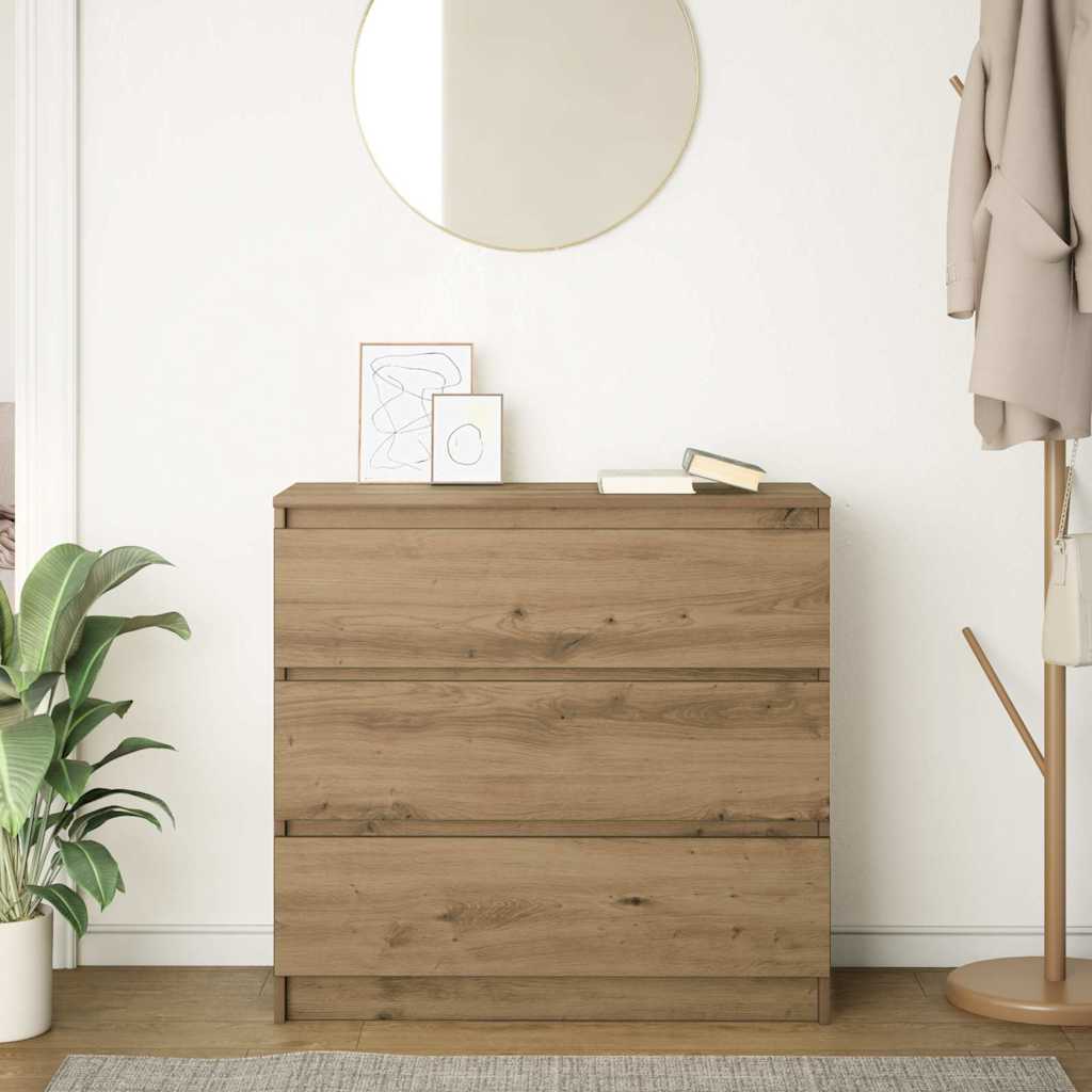 Dressoir 80x35x76 cm spaanplaat ambachtelijk eikenkleurig