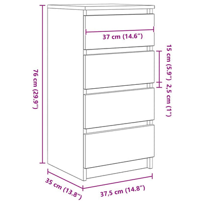 Dressoir 37,5x35x76 cm bewerkt hout wit