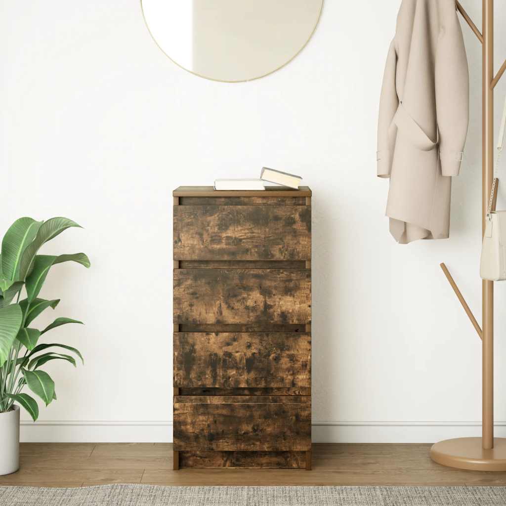 Dressoir 37,5x35x76 cm bewerkt hout gerookt eikenkleurig