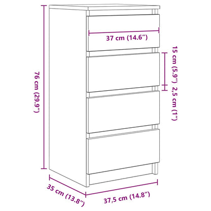 Dressoir 37,5x35x76 cm bewerkt hout gerookt eikenkleurig