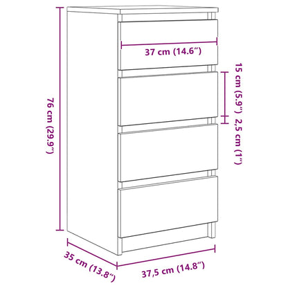 Dressoir 37,5x35x76 cm bewerkt hout grijs sonoma eikenkleurig