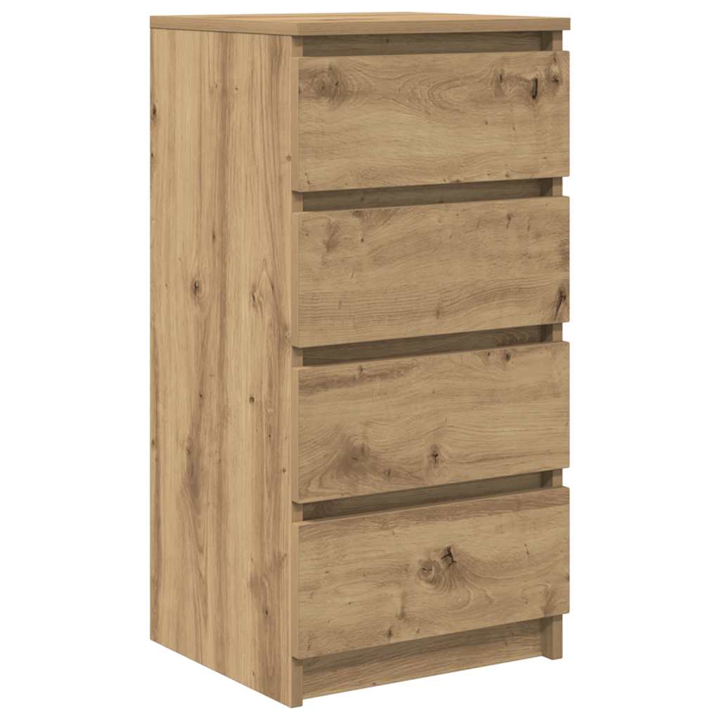 Dressoir 37,5x35x76 cm bewerkt hout artisanaal eikenkleurig