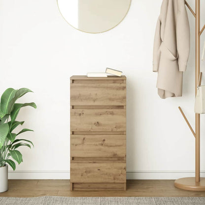 Dressoir 37,5x35x76 cm bewerkt hout artisanaal eikenkleurig