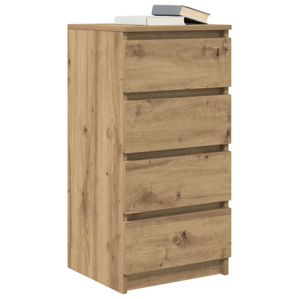 Dressoir 37,5x35x76 cm bewerkt hout artisanaal eikenkleurig
