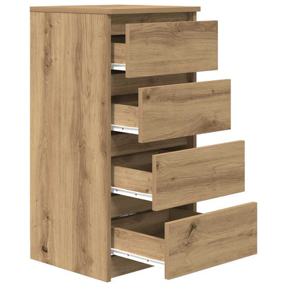 Dressoir 37,5x35x76 cm bewerkt hout artisanaal eikenkleurig