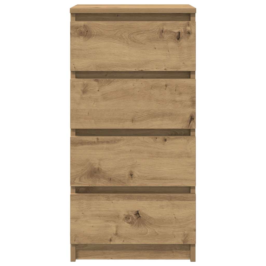 Dressoir 37,5x35x76 cm bewerkt hout artisanaal eikenkleurig