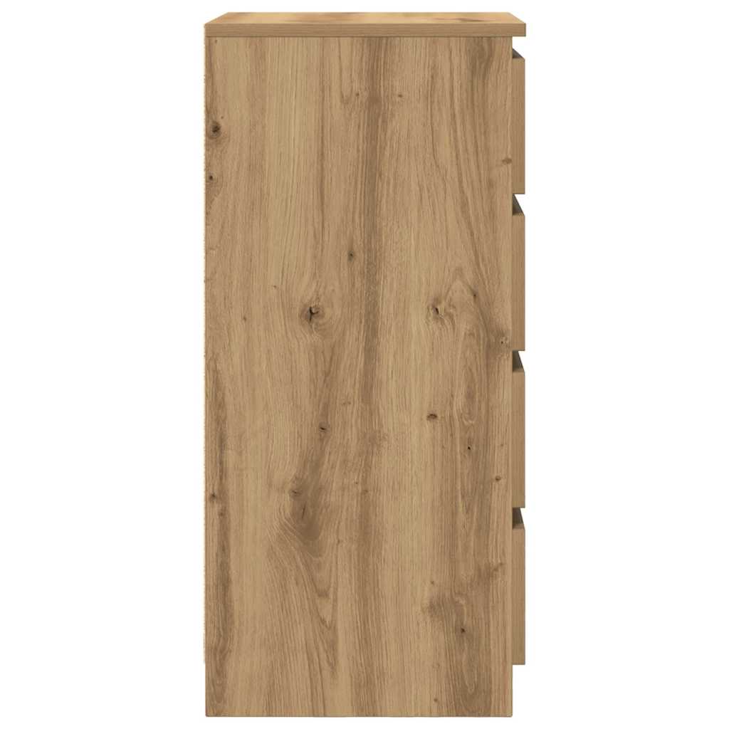 Dressoir 37,5x35x76 cm bewerkt hout artisanaal eikenkleurig