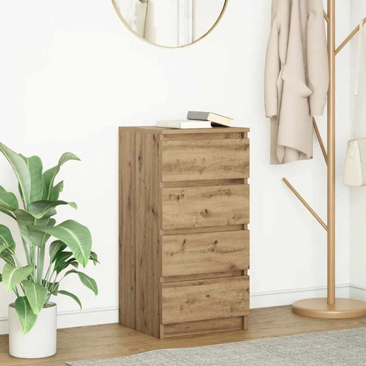 Dressoir 37,5x35x76 cm bewerkt hout artisanaal eikenkleurig