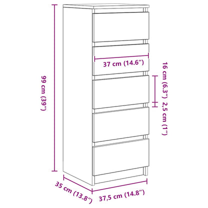 Dressoir met lades 37,5x35x99 cm spaanplaat wit
