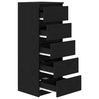 Dressoir met lades 37,5x35x99 cm spaanplaat zwart eikenkleurig