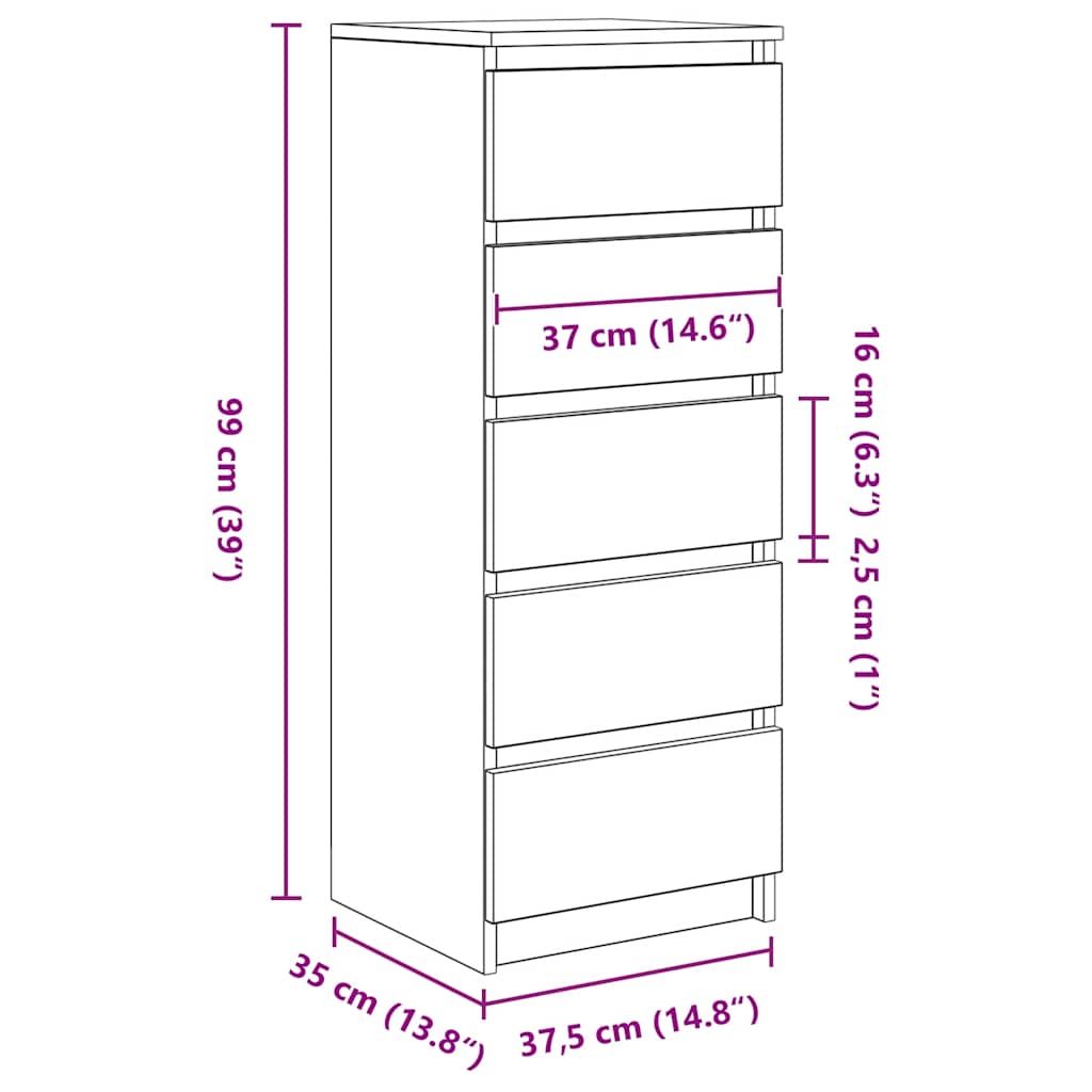 Dressoir met lades 37,5x35x99 cm spaanplaat sonoma eikenkleurig