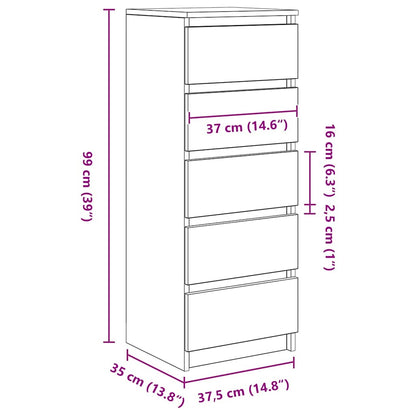 Dressoir met lades 37,5x35x99 cm spaanplaat gerookt eikenhout
