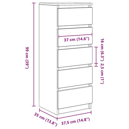 Dressoir met lades 37,5x35x99 cm spaanplaat bruin eikenkleurig