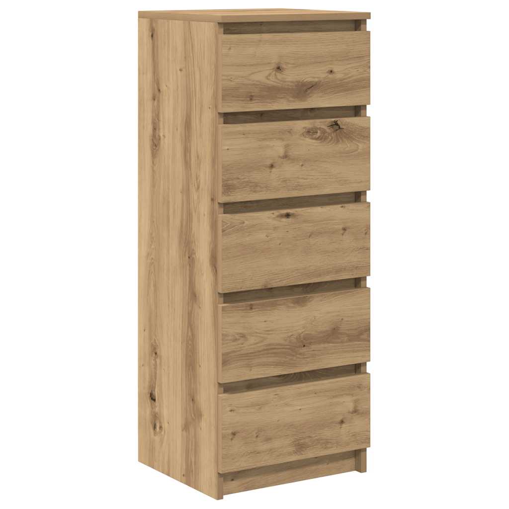 Dressoir met lades 37,5x35x99cm spaanplaat artisanaal eikenhout