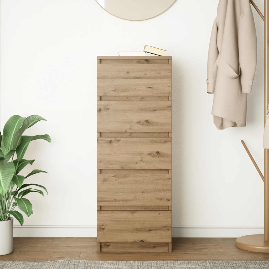 Dressoir met lades 37,5x35x99cm spaanplaat artisanaal eikenhout