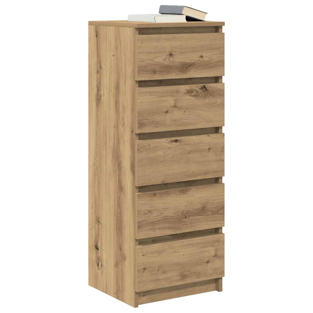 Dressoir met lades 37,5x35x99cm spaanplaat artisanaal eikenhout