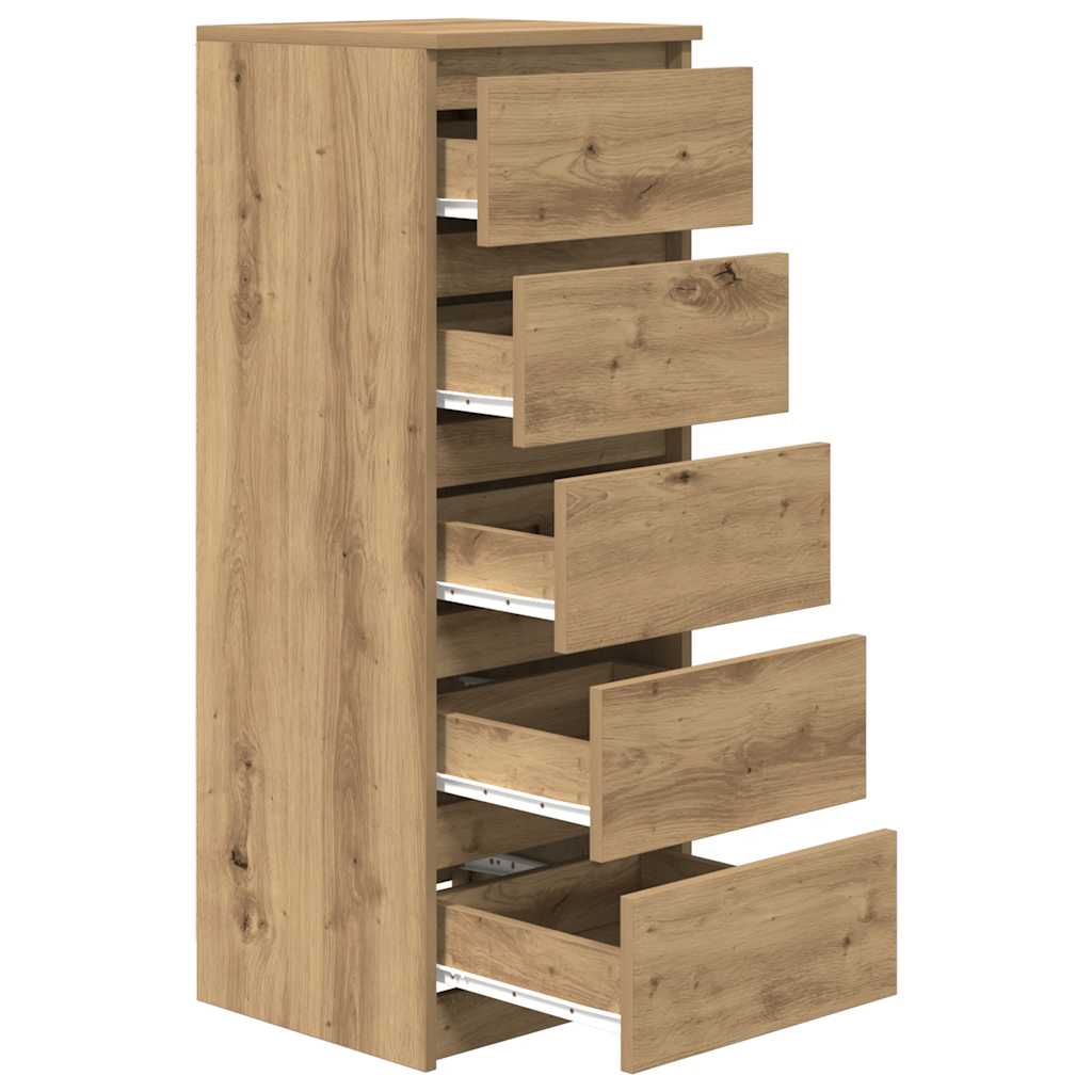 Dressoir met lades 37,5x35x99cm spaanplaat artisanaal eikenhout