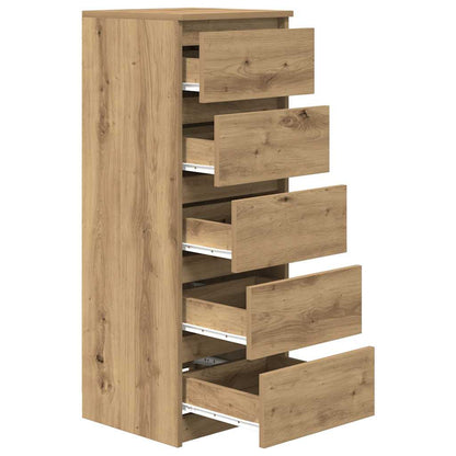 Dressoir met lades 37,5x35x99cm spaanplaat artisanaal eikenhout