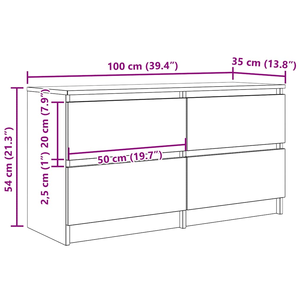 Tv-meubel 100x35x54 cm bewerkt hout grijs sonoma eikenkleurig