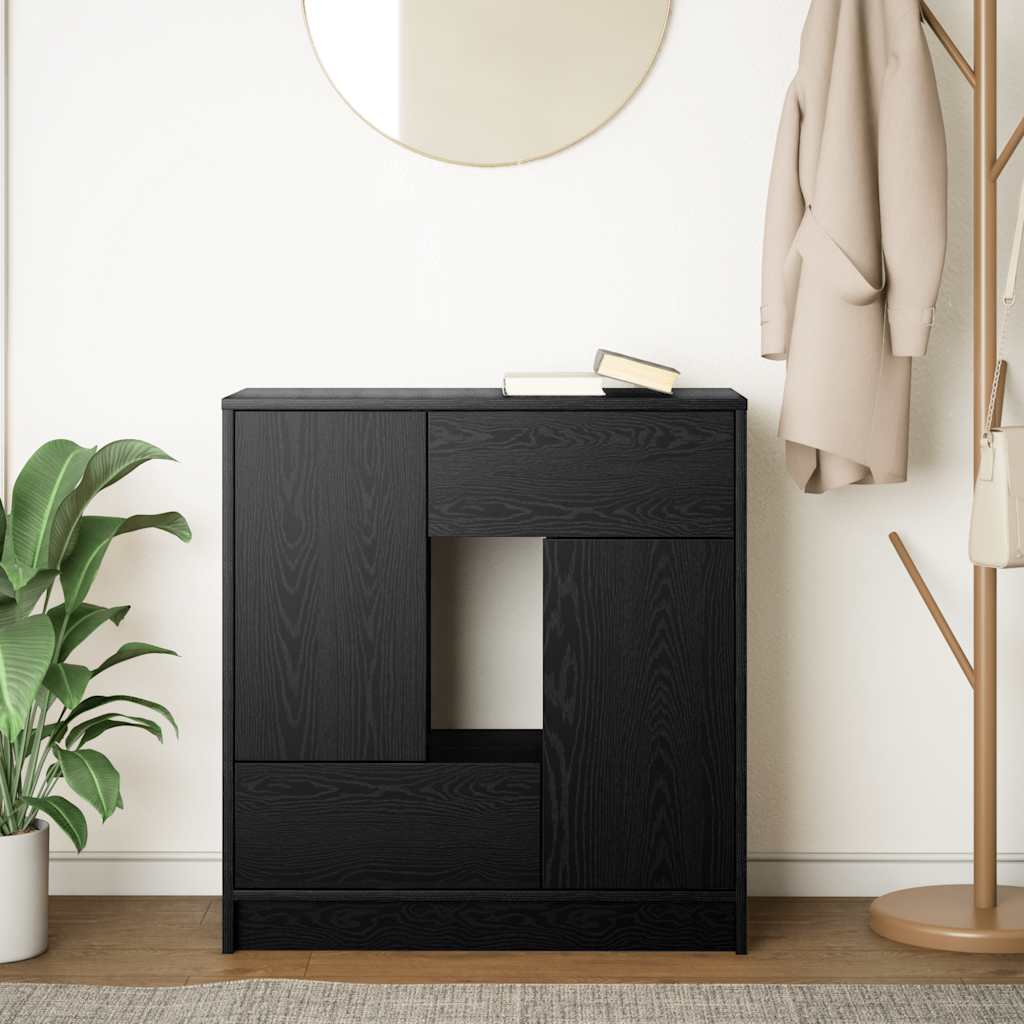Dressoir met lades en deuren 70,5x34x74,5 cm zwart eikenkleurig