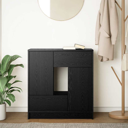 Dressoir met lades en deuren 70,5x34x74,5 cm zwart eikenkleurig