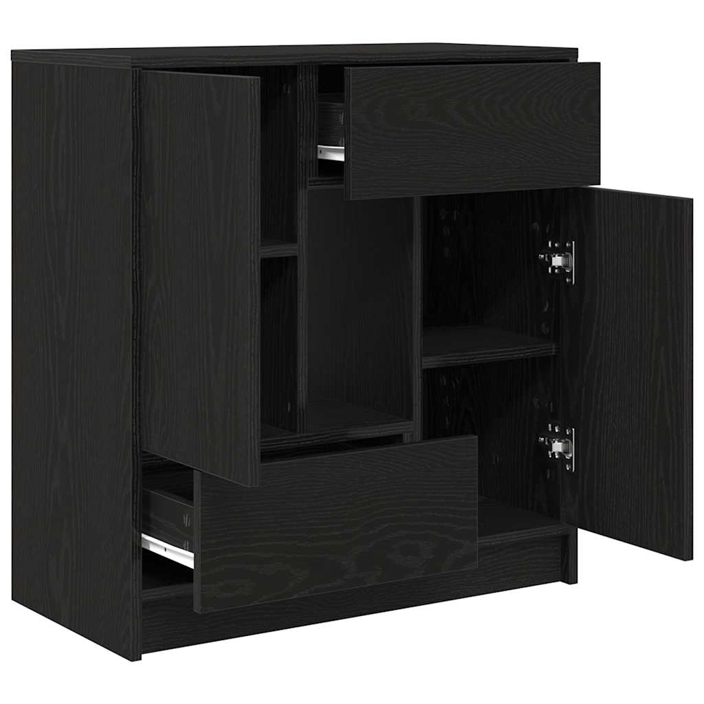 Dressoir met lades en deuren 70,5x34x74,5 cm zwart eikenkleurig