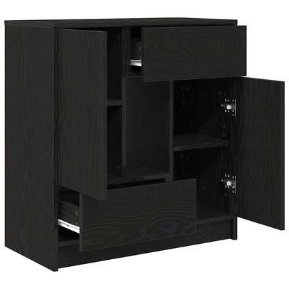 Dressoir met lades en deuren 70,5x34x74,5 cm zwart eikenkleurig