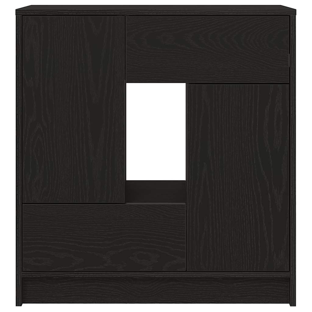 Dressoir met lades en deuren 70,5x34x74,5 cm zwart eikenkleurig