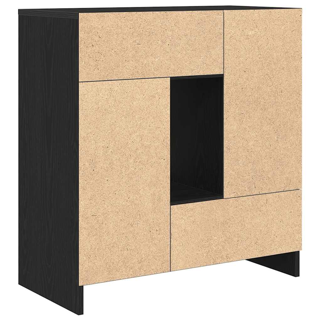 Dressoir met lades en deuren 70,5x34x74,5 cm zwart eikenkleurig