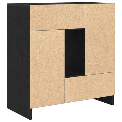 Dressoir met lades en deuren 70,5x34x74,5 cm zwart eikenkleurig