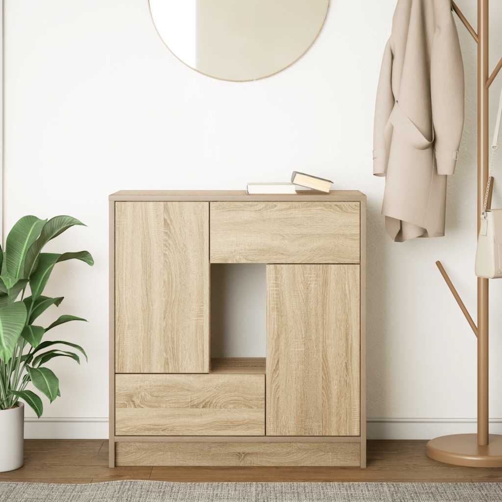 Dressoir met lades deuren 70,5x34x74,5 cm sonoma eikenkleurig