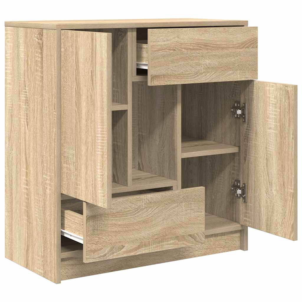 Dressoir met lades deuren 70,5x34x74,5 cm sonoma eikenkleurig