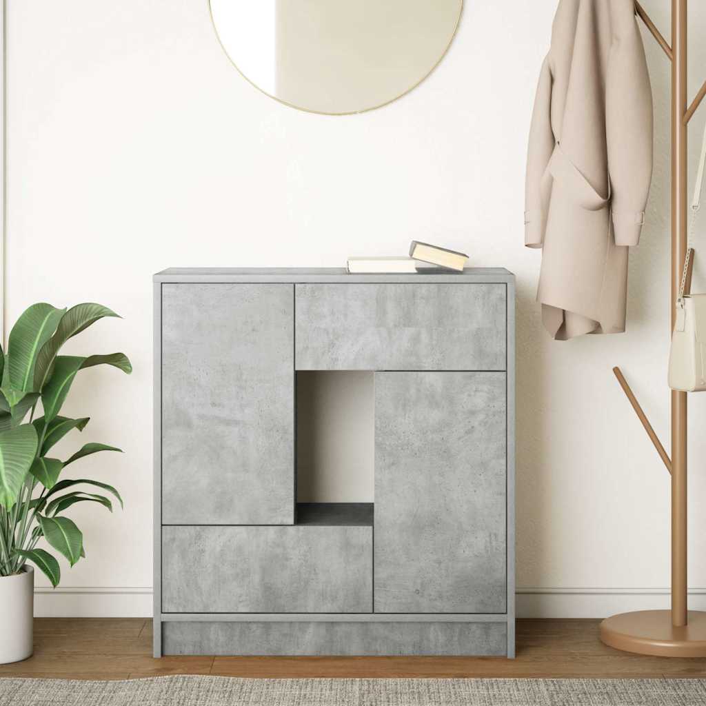 Dressoir met lades en deuren 70,5x34x74,5 cm betongrijs