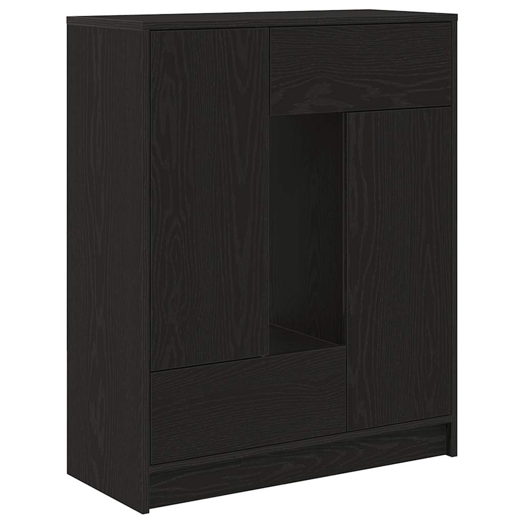 Dressoir met lades en deuren 73x31x90 cm zwart eikenkleurig