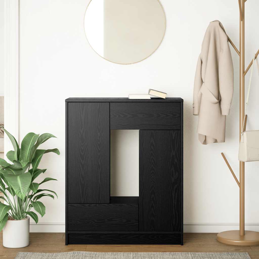 Dressoir met lades en deuren 73x31x90 cm zwart eikenkleurig