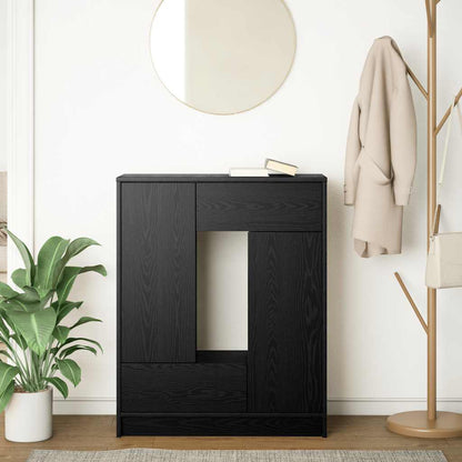 Dressoir met lades en deuren 73x31x90 cm zwart eikenkleurig
