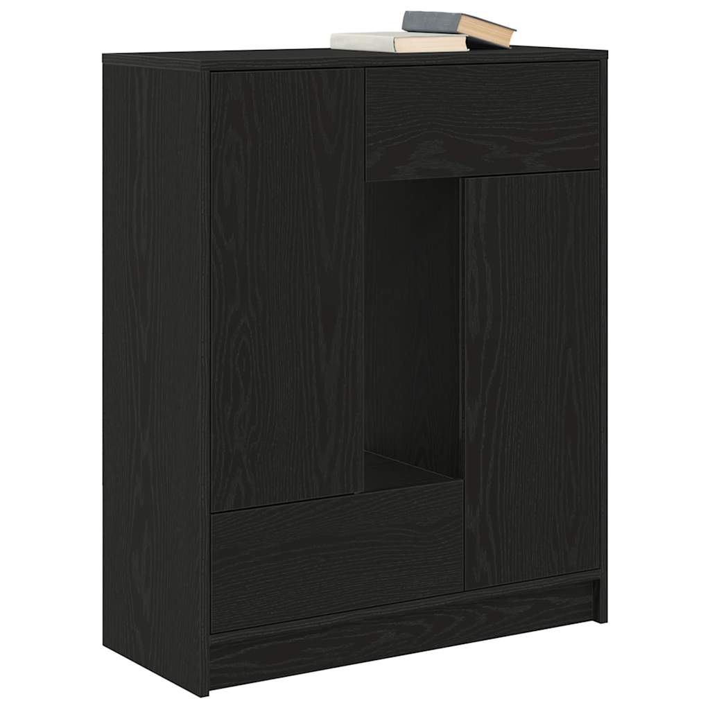 Dressoir met lades en deuren 73x31x90 cm zwart eikenkleurig