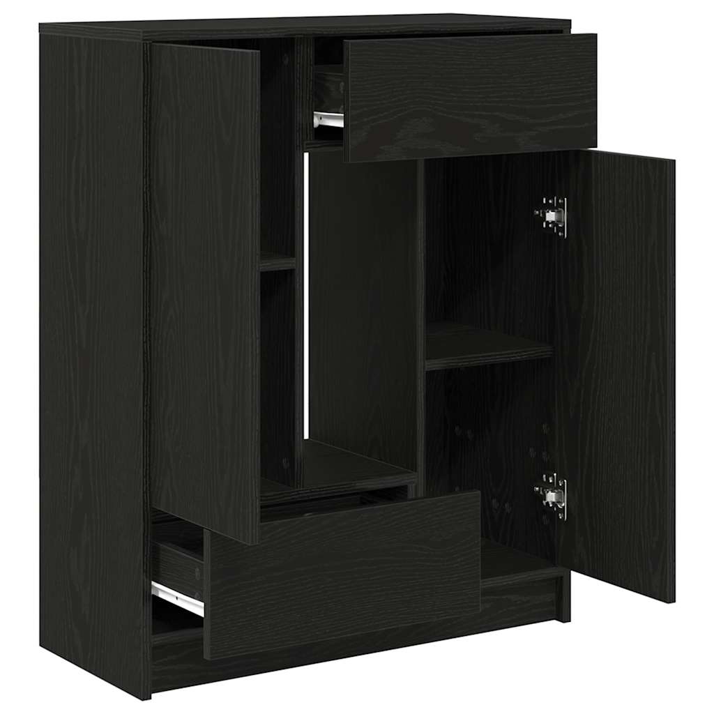 Dressoir met lades en deuren 73x31x90 cm zwart eikenkleurig