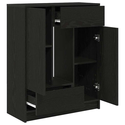 Dressoir met lades en deuren 73x31x90 cm zwart eikenkleurig