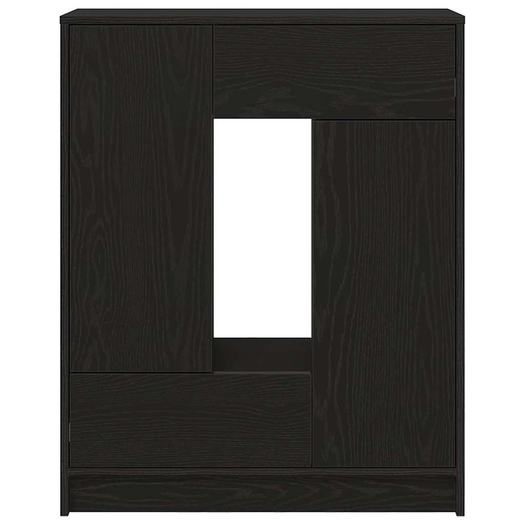 Dressoir met lades en deuren 73x31x90 cm zwart eikenkleurig
