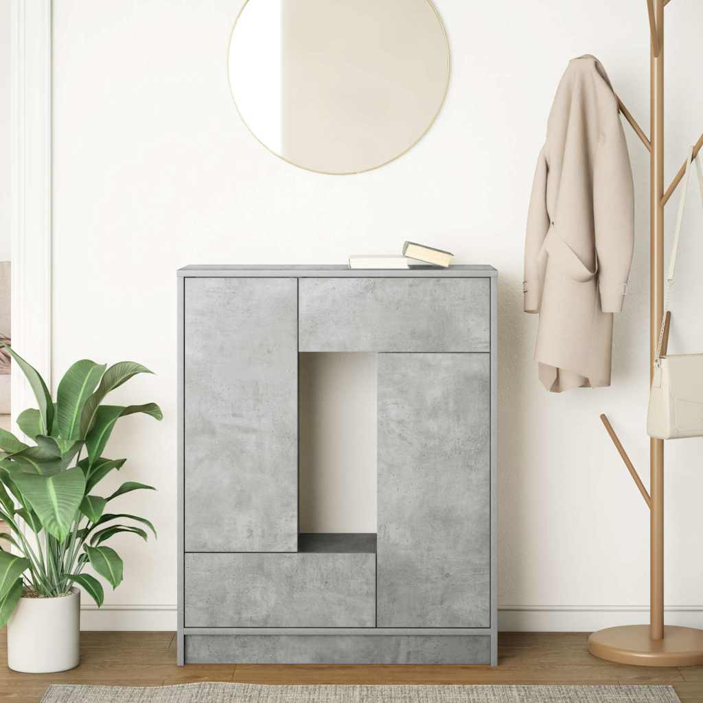 Dressoir met lades en deuren 73x31x90 cm betongrijs