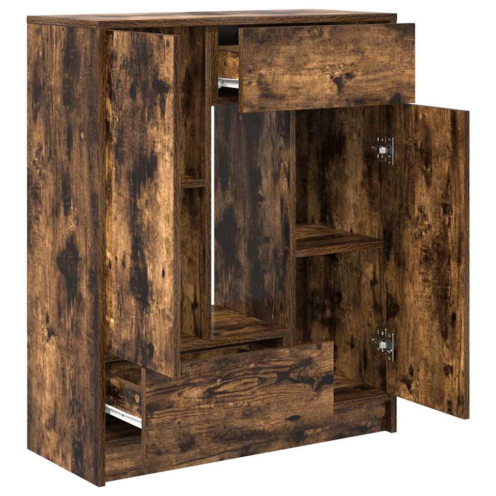 Dressoir met lades en deuren 73x31x90 cm gerookt eiken