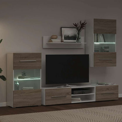 5-delige Tv-meubels met LED bewerkt hout sonoma eiken