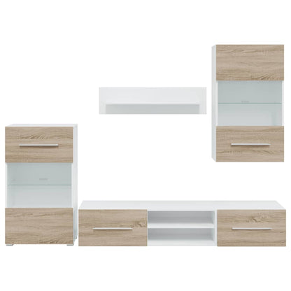 5-delige Tv-meubels met LED bewerkt hout sonoma eiken