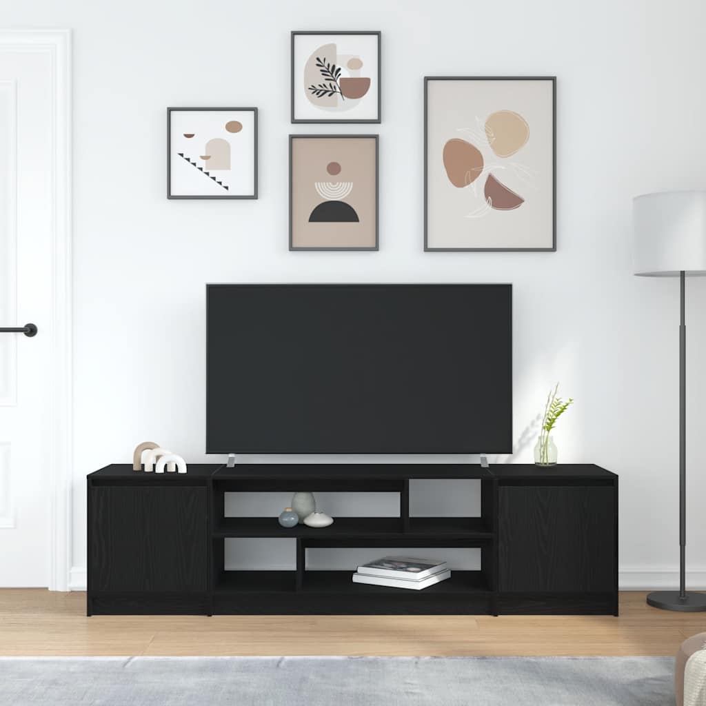 Tv-meubel 188,5x41x50 cm spaanplaat zwart eikenkleurig