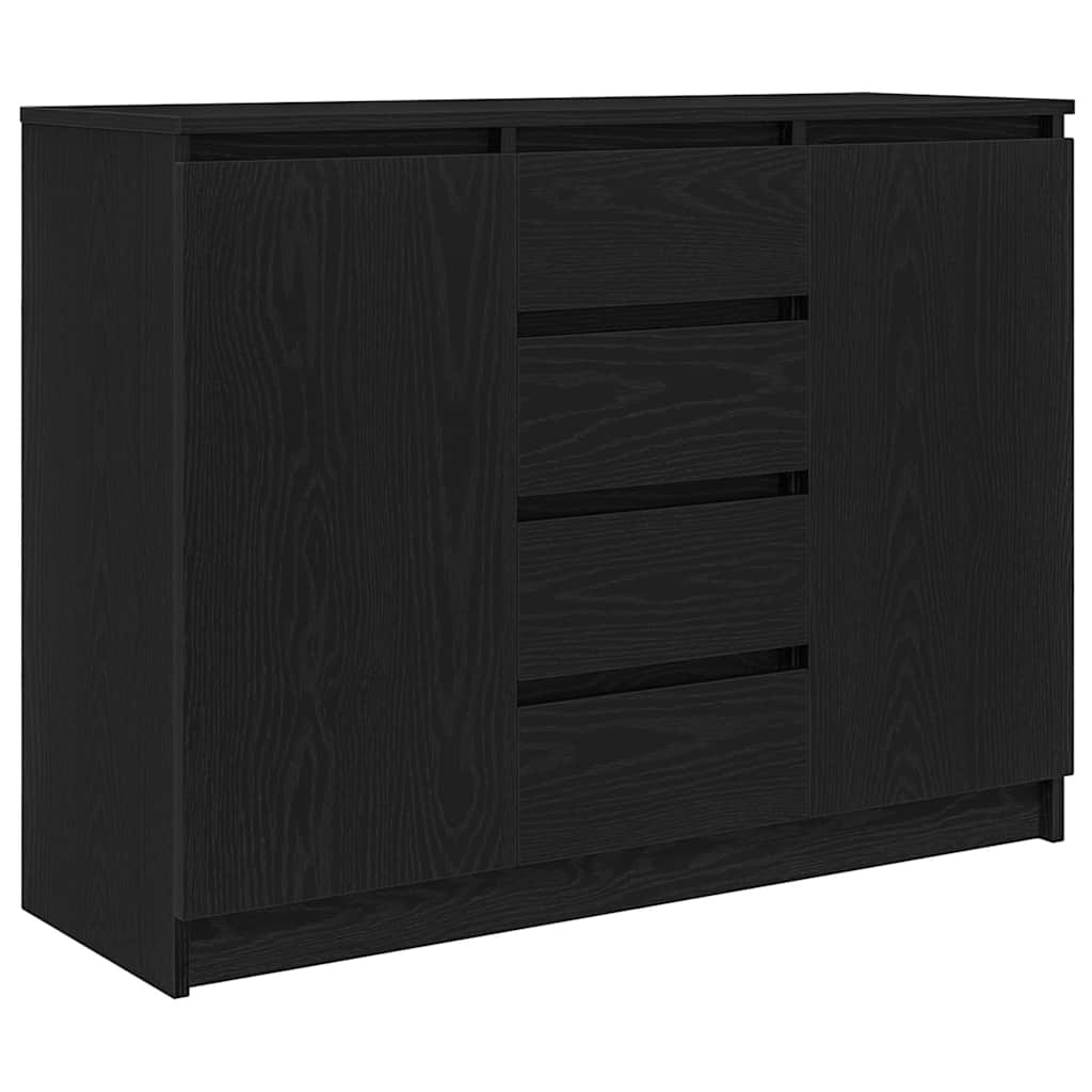 Dressoir met lades 100,5x35x76 cm spaanplaat zwart eikenkleurig