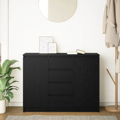 Dressoir met lades 100,5x35x76 cm spaanplaat zwart eikenkleurig