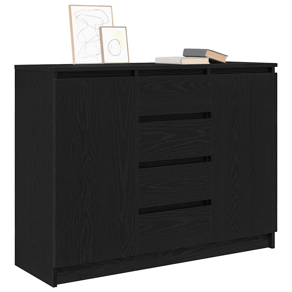 Dressoir met lades 100,5x35x76 cm spaanplaat zwart eikenkleurig